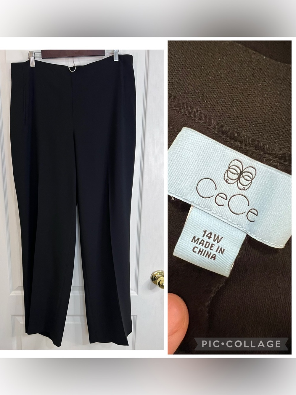 CeCe Black wide Leg trousers Pants size 14W